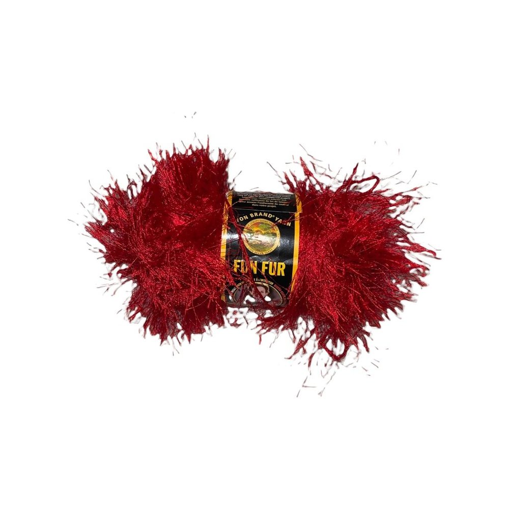 New Lion Brand Fun Faux Fur Lot 5 Skeins Red Black Champagne 5 Bulky 64 Yards - Picture 4 of 4